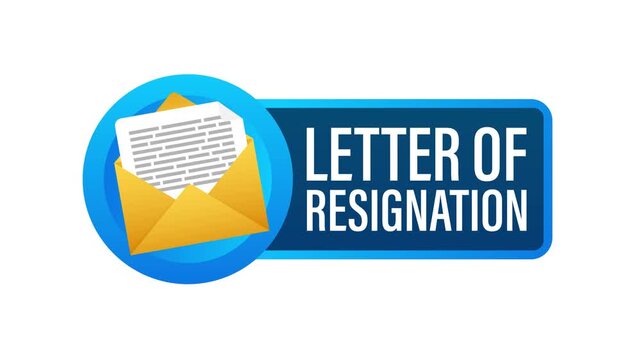 Letter of resignation animated icon appearing