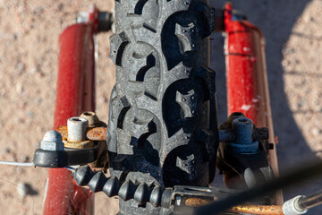 Detailed close-up of bicycle off-road tire tread © 茉里 酒匂