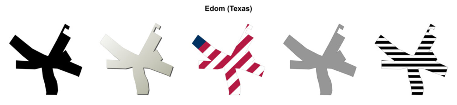 Edom (Texas) blank outline map set