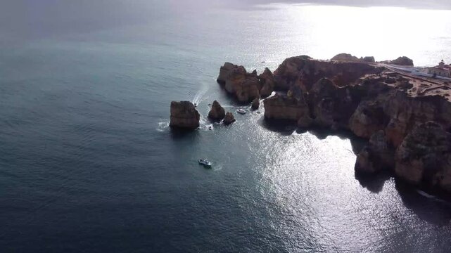 Rocky cliffs of Ponta da Piedade above the Atlantic Ocean