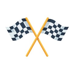 Fototapeta premium Two crossed checkered racing flags isolated on a white background