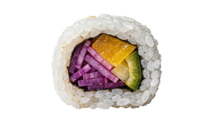 Fresh sushi roll with colorful vegetables, isolated on transparent background © Piotr