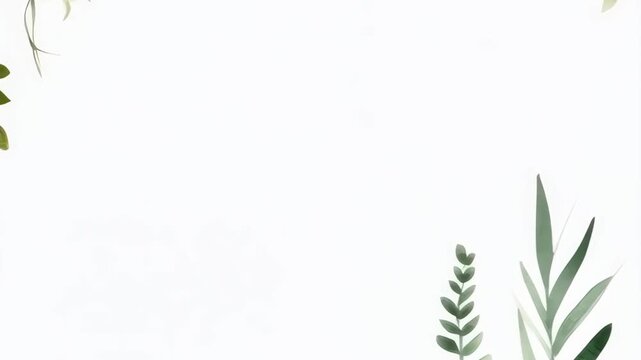 Minimalist watercolor foliage border with copy space