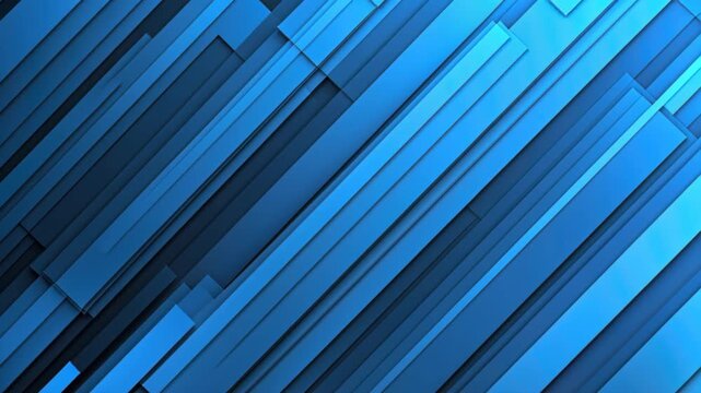 Abstract Blue Geometric Background: A dynamic composition of overlapping blue rectangular shapes arranged diagonally, creating a sense of depth and modern design.