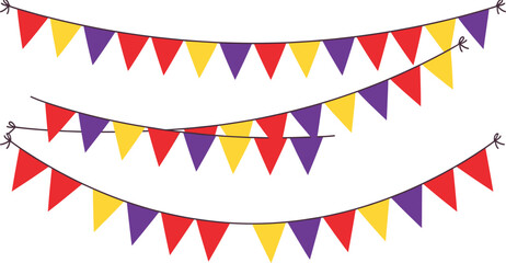 Obraz premium Colorful Triangle Bunting Banner Rows Party Garland String Decoration Illustration