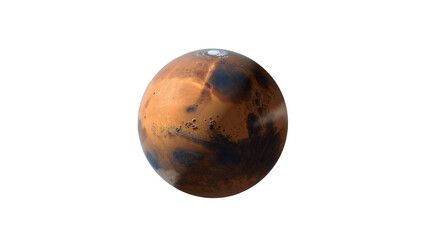 Detailed planet Mars with polar ice caps, isolated on transparent background © Mira