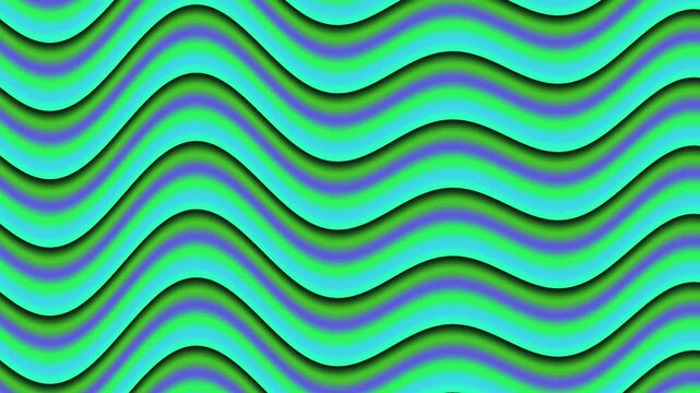 Abstract Glowing Wave Lines Moving and Flowing Seamlessly, Vibrant Turquoise and Purple Motion Background