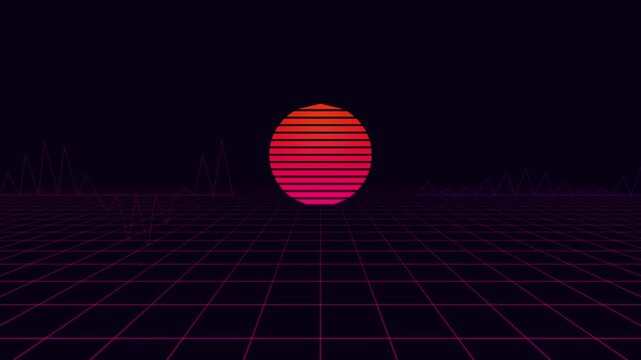 Synthwave Neon Grid Sunset 80s Retrowave Background 20s 4K