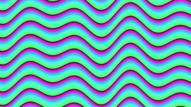 Abstract Neon Wave Motion Graphic Loop With Vibrant Green, Blue, and Magenta Gradient Layers
