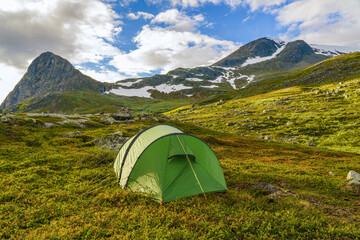 Tent on mountain in Stora Sjofallet National Park © FOLIO