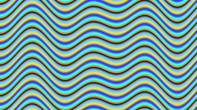 Abstract Background With Moving Wavy Blue and Yellow Lines Creating Dynamic Flow Pattern