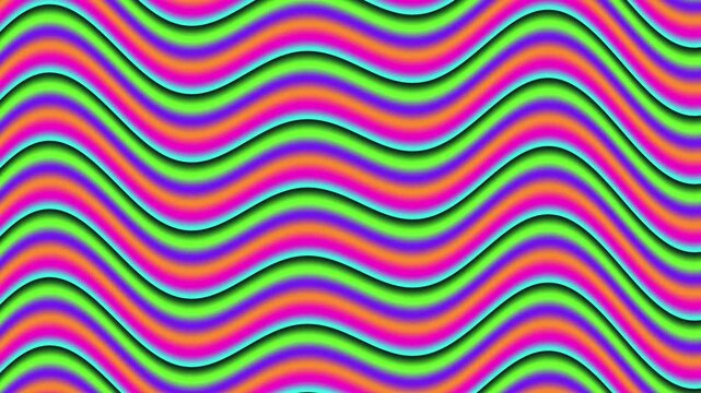 Abstract Wavy Background With Neon Rainbow Colors and Fluid Motion Animation