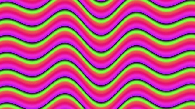 Abstract Wavy Background Animation With Vibrant Pink and Green Gradient Lines Flowing