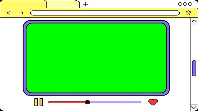 Retro internet browser with video player mockup
