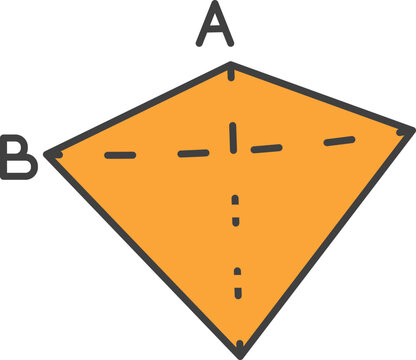 Geometric kite or deltoid shape for school math and geometry education