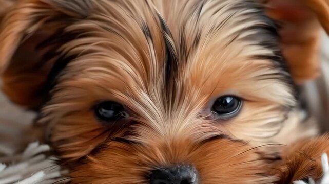 Close-up Portrait of a Cute Yorkshire Terrier Puppy