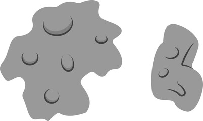 Set of Gray Asteroids and Meteoroids Floating in Outer Space Illustration © Jagad Digital