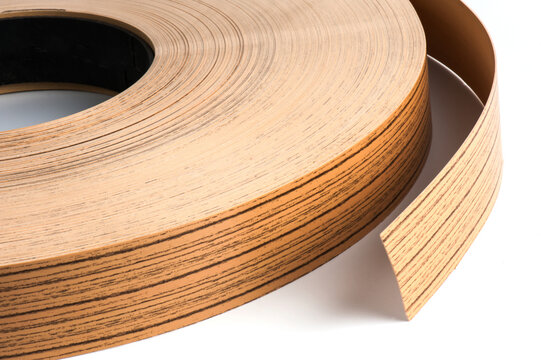 Wood Grain Edge Banding Roll for Furniture Manufacturing Isolated on White