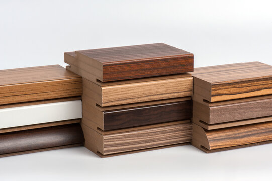 Stacked Wood Veneered Profile Samples in Different Finishes