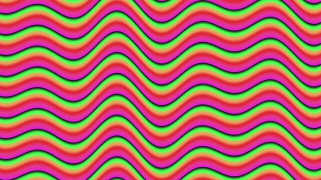 Abstract Wavy Line Pattern With Vibrant Pink, Orange, and Green Gradient Colors Moving