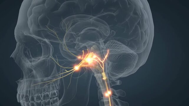 Glossopharyngeal Neuralgia Showing Cranial Nerve IX Pain Pathway for Neurology Education