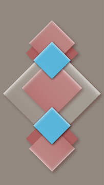 Abstract Geometric Wallpaper Background with 3D Diamond Shapes, Pastel Pink and Cyan Blue Modern Backdrop for Mobile Phone Poster and Banner Design