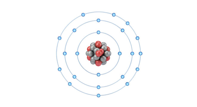 Atom with electron orbits and Bohr model illustration