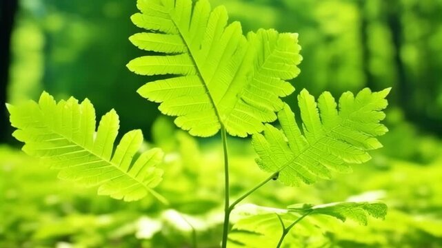 Close-up of Vibrant Green Fern Leaves in a Sunny Forest