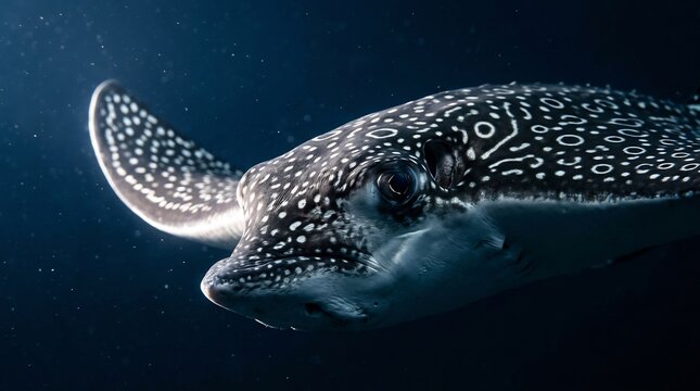 Close-up profile of a spotted eagle ray