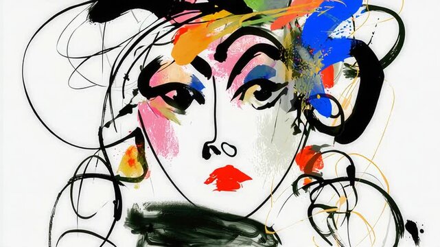 	
The Portrait That Rises In Textured Abstraction As Muted Stripes Frame A Stern Upward‑Gazing Face, ai generated.	
