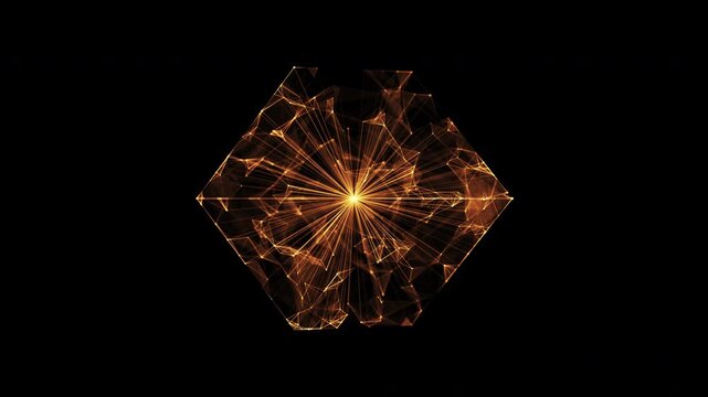 Plexus AI technology cube from animated lines and dots. FUI, HUD. Big data, connection. Artificial intelligence concept. Looping seamless