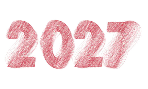2027 Red Hand Drawn Textured New Year Typography