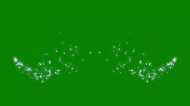 Luxury white glitter sparkles line trail, magic dust, pixie star particles, twinkling fairy shimmer, glowing christmas sparkle motion, overlay effect, green screen background, 4k video