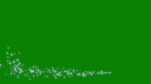 Luxury white star trail animation, magic glitter particles, twinkling fairy dust shimmer, glowing pixie dust burst, abstract line path motion, green screen background, seamless 4k video