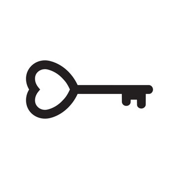 Heart Shaped Key Vector Icon Isolated on White Background