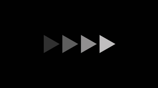 Fast forward white symbols icon symbol animation on black background
