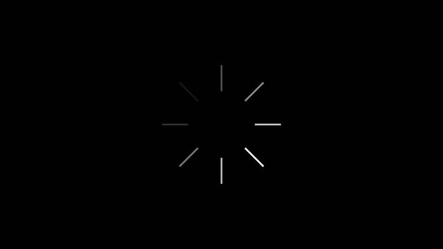 Animated circle loading gif video icon on black background. Motion graphic and animation background.