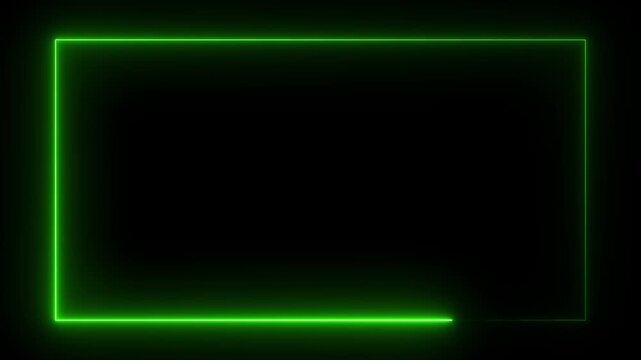 glowing neon blue color square rectangle picture frame icon animation display neon box footage shape round seamless border retro movement
