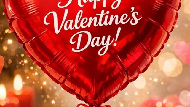 Red Heart-Shaped Balloon with Happy Valentine's Day Greeting