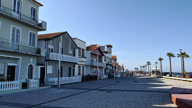 Traditional fishermen houses in Costa Nova, Portugal