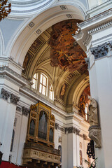 Ornate Baroque church interior with fresco vault and organ, Palermo © Lukasz Czajkowski