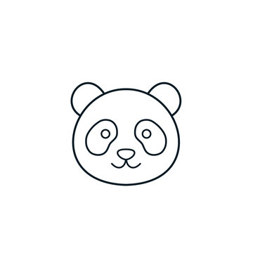 Cute panda face outline vector icon for children and zoo design