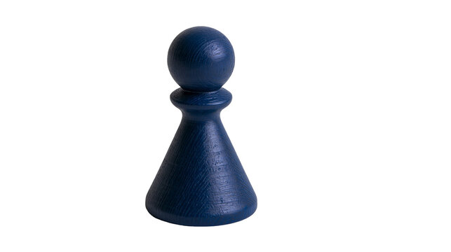 Isolated dark blue wooden pawn chess piece ready for strategic board game play