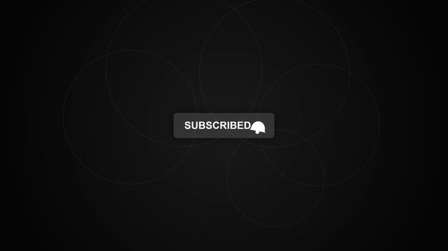 Professional social media subscribed button animation with bell icon on dark digital background