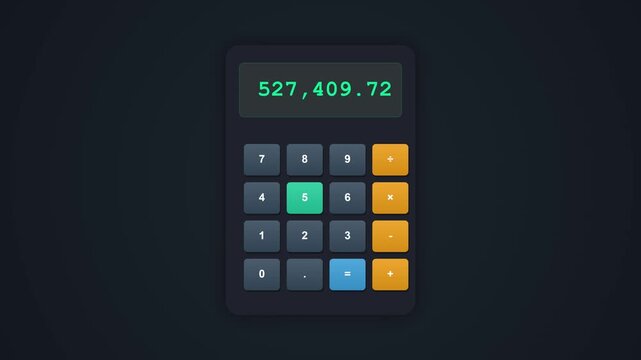 Minimalist digital calculator displaying large numbers for financial accounting and business planning
