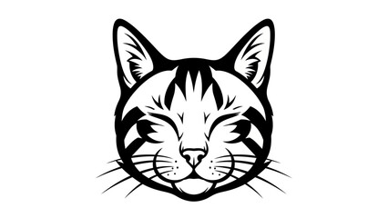 Fototapeta premium Minimalist Black and White Cat Face Line Art Vector
