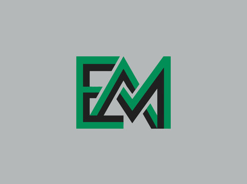 Modern Intertwined Letter EM Logo Design Graphic