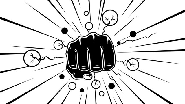 Black and White Comic Style Punch Illustration