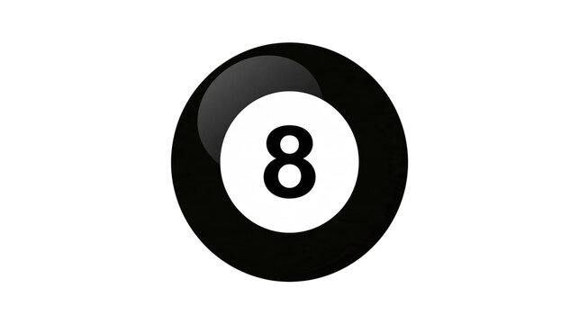 Isolated eight ball with numeric text on a stark black and white graphic design