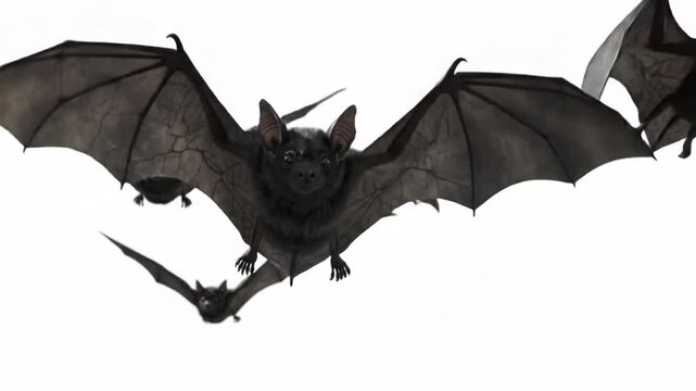 Halloween bats flying in a group isolated on white background